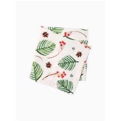 Набор новогодних салфеток «С Новым Годом», с декоративными кольцами, 40×40 см - 2 шт., 100% хлопок, саржа 190 г/м²