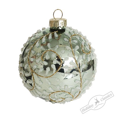 Шар "Ледяной лес" мятный глянцевый (стекло) 8 см