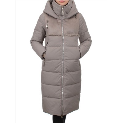 23-636 GRAY/BEIGE Пальто зимнее женское (холлоффайбер 150 гр., искусственная дубленка)