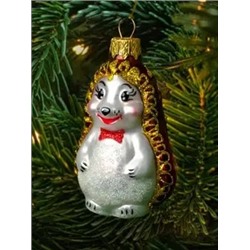 Елочная игрушка стеклянная декорированная "Ёжик"