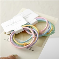 Набор пастельных резинок для волос 5 шт. со Звездочками или Сердечками