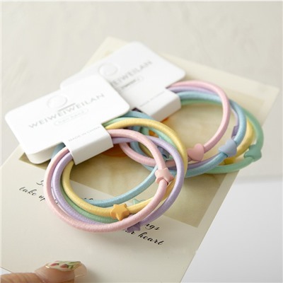 Набор пастельных резинок для волос 5 шт. со Звездочками или Сердечками