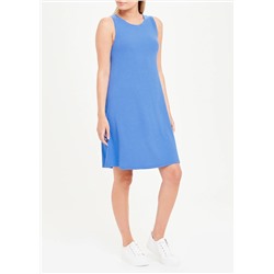 Blue Sleeveless Ribbed Jersey Swing Dress