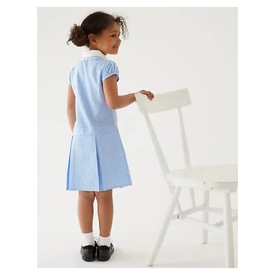 Girls' Gingham Pleated School Dress (2-14 Yrs)
