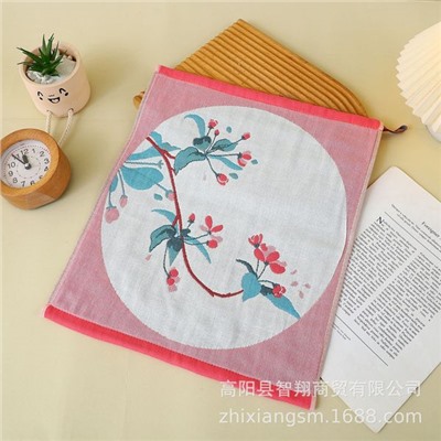 Cotton gauze cartoon scarf, soft children's strap for early age for face washing, 34×40cm