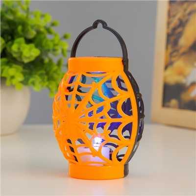 Фигурка светящаяся RISALUX «Паутина», LED-ночник, RGB, 3×AG10, оранжево-чёрный, 6×6×9 см