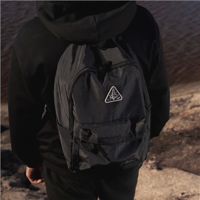 Рюкзак текстильный РОСКОСМОС х ONLYTOP, 42×28.5×14, с карманами, чёрный