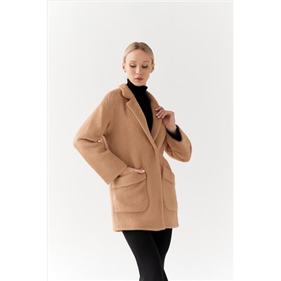 Пальто женское демисезонное 25520 (кэмел/тедди)