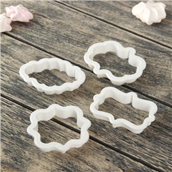 Формы для печенья Доляна «Рамки», набор 4 шт.: 9×7.5 / 8.7×6.6 / 8×9 / 8.5×6.5 см, пластик, белые