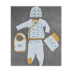 Комплект 5 Предметов Подарочный Набор для Новорожденных Dodo Beyaz Zıbın Seti - EcoCotton