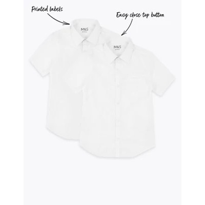 2pk Girls’ Pure Cotton School Shirts (2-18 Yrs)