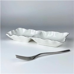 305-301 Прямоугольная менажница 30,5х12,5х4см ВАНЕССА СЕРЕБРО в под.уп.(х24)Фарфор