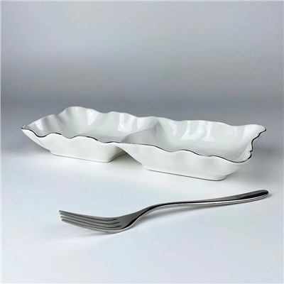 305-301 Прямоугольная менажница 30,5х12,5х4см ВАНЕССА СЕРЕБРО в под.уп.(х24)Фарфор