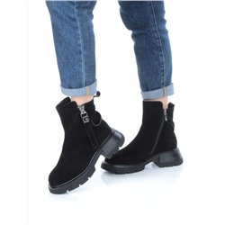 04-M3-L865 BLACK Ботинки зимние женские (натуральная замша, натуральный мех)