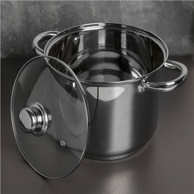 Кастрюля Magistro Grande, 5.5 л, с крышкой, капсульное дно, индукция, нержавеющая сталь