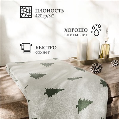 Полотенце махровое "Этель" "Ёлки" 50х90 см, 100% хлопок, 420 г/м2