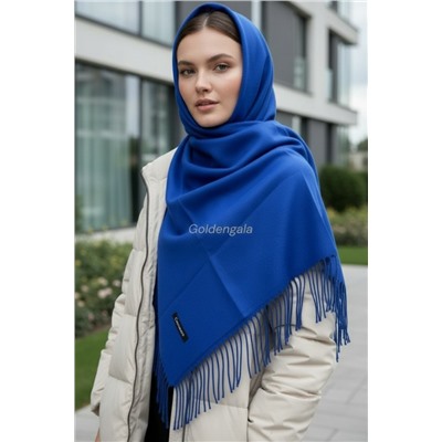 Платок теплый кашемировый однотонный Арт 9899П/38 цвет ярко-синий