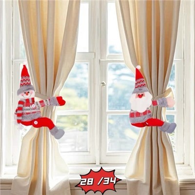 Подхват для штор новыгодний ( пара Дед Мороз и Снеговик)  Размеры :24см*23см  Цена за пару