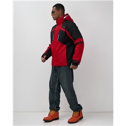 Горнолыжная куртка мужская зимняя красного цвета 7613Kr