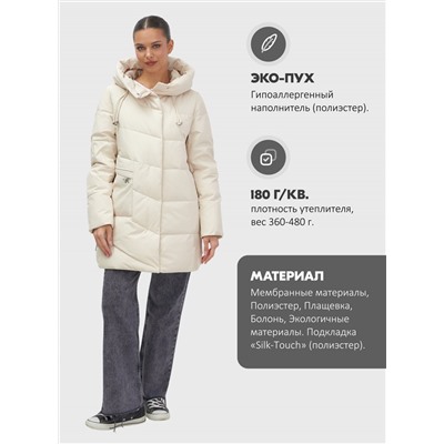 Куртка женская демисезонная с капюшоном бежевого цвета 1139B