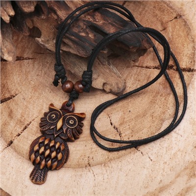 Кулон на шнурке «Филин», коричнево-чёрный на чёрном шнурке, 80 см