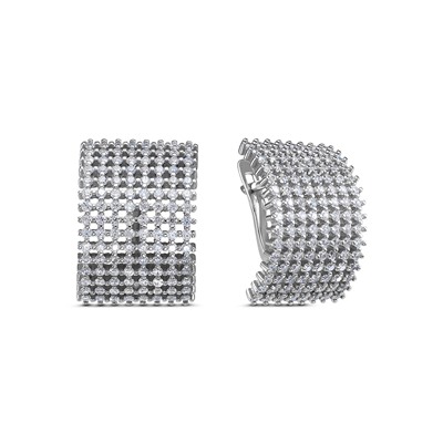 Серьги с фианитом родированные серебро 925*