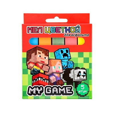 Мел цветной My Game, для асфальта, 1.7×1.7, длина 9.1 см 5 шт.