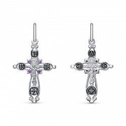 Крест с фианитом выборочно черненный серебро 925*