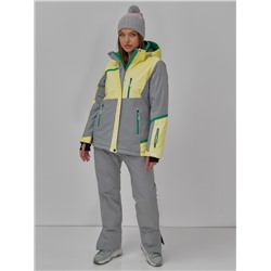 Гоннолыжная куртка женская зимняя желтого цвета 709J