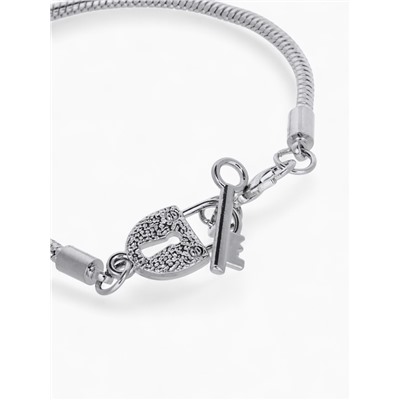Браслет для шармов «Замочек», основа, цвет серебро, 20 см