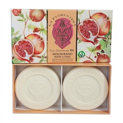 Набор фигурного мыла с маслом ши, оливковым маслом и экстрактом Граната Sculpted Soap Set Pomegranate, La Florentina 2 шт по 115 г