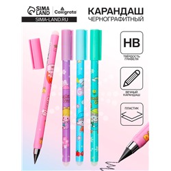 Карандаш чернографитный НВ, вечный, с рисунком, МИКС