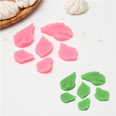 Молды для заливки «Лепесточки», силикон, 3 пары, розовые