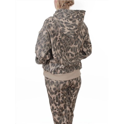 868-6 BEIGE/LEOPARD Костюм спортивный зимний женский (95% хлопок, 5% полиэстер)