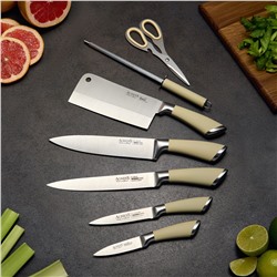 НАБОР НОЖЕЙ AGNESS НЖС  НА ПЛАСТИКОВОЙ ВРАЩАЮЩЕЙСЯ ПОДСТАВКЕ 8 ПР. (КОР=6НАБОР.)