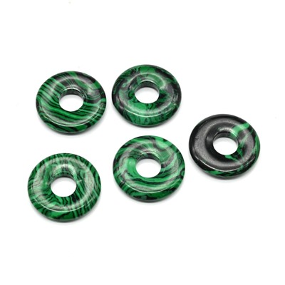 Бусина бублик из малахита искусственного 18*4мм, 1шт