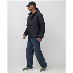 Куртка спортивная мужская весна осень черного цвета 25470Ch