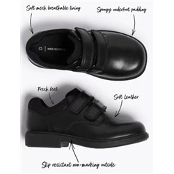Kids’ Leather Riptape School Shoes (8 Small - 1 Large)