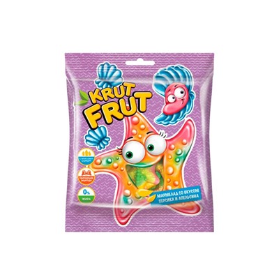 «KrutFrut», мармелад жевательный «Звездочки со вкусом персика и апельсина», 100 г