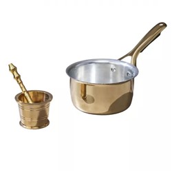 Набор латунной посуды, Brass Saucepan & Mortar and Pestle Set, произв. P-TAL