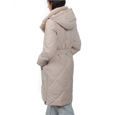 309 BEIGE Пальто зимнее стеганое женское (200 гр. холлофайбер, натуральная норка)