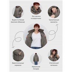 Куртка зимняя женская из овчина стильная и модная коричневого цвета 7309K