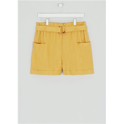 High Waist Buckle Belt Shorts