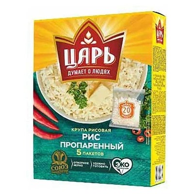 ЦАРЬ Крупа рис пропаренный в вар.пак 400гр в КОР