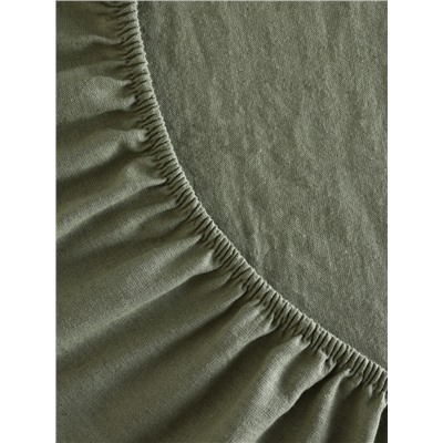 Простыня на резинке SL Home Linen collection 140*200+30 см , цв.зелёный, лён30%/хлопок70%