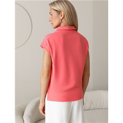 Футболка-поло из фактурного трикотажа