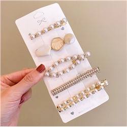 Набор заколок для волос 5 шт. Цвет: Жемчужный/Золото/Серебро