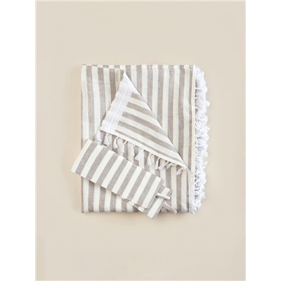 Комплект штор для кухни SL HOME Strict line 140×180 см-2 шт., подхваты 2 шт., лён 100%