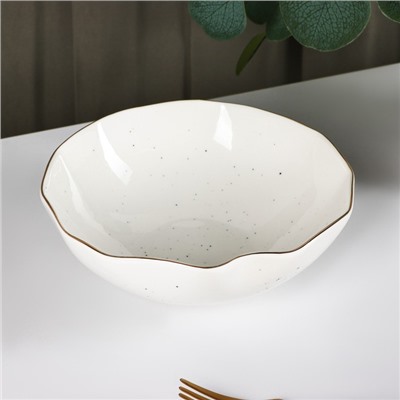 Салатник Доляна «Млечный путь», 700 мл, d=17.5 см, фарфор, белый в крапинку