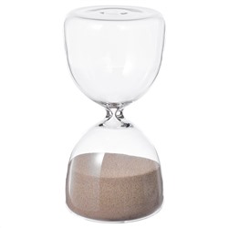 EFTERTÄNKA, Deko-Sanduhr, Klarglas/sandfarben,, 15 cm